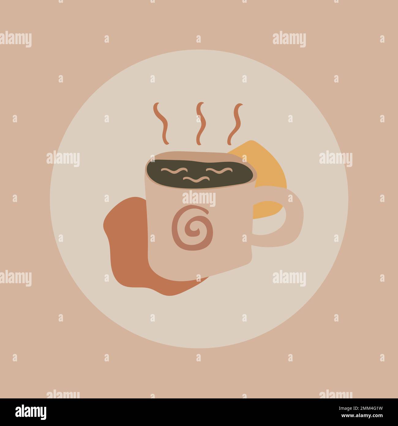 Coffee lifestyle icon sticker, instagram highlight cover, doodle