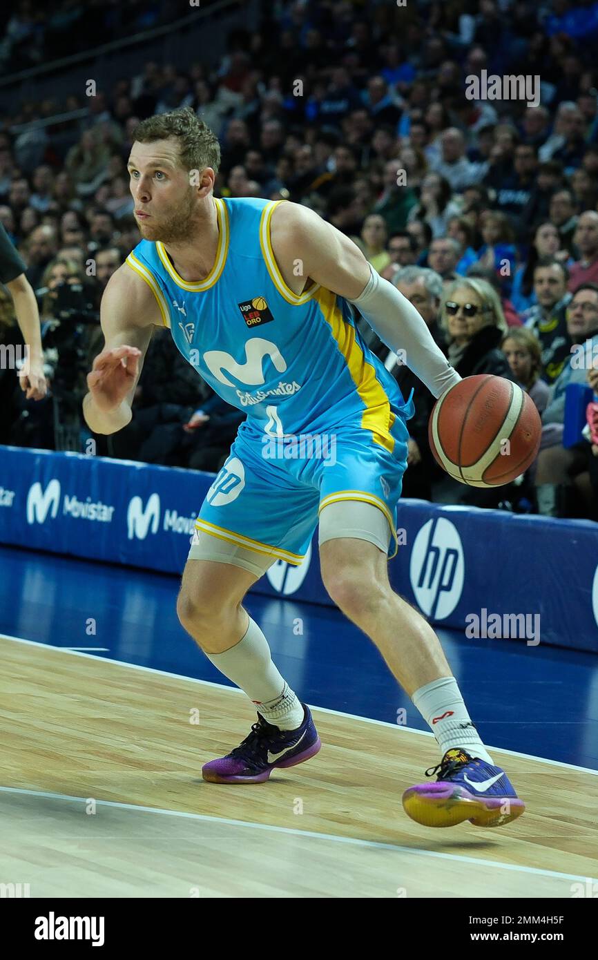 Madrid, Spain. 29th Jan, 2023. Player Paul Jorgensen of Movistar Estudiantes seen in action during the Spanish league, Liga LEB Oro, basketball match between Movistar Estudiantes and ICG Força Lleida at Wizink Center pavilion. Final scores; Movistar Estudiantes 94-75 ICG Força Lleida. (Credit Image: © Atilano Garcia/SOPA Images via ZUMA Press Wire) EDITORIAL USAGE ONLY! Not for Commercial USAGE! Stock Photo