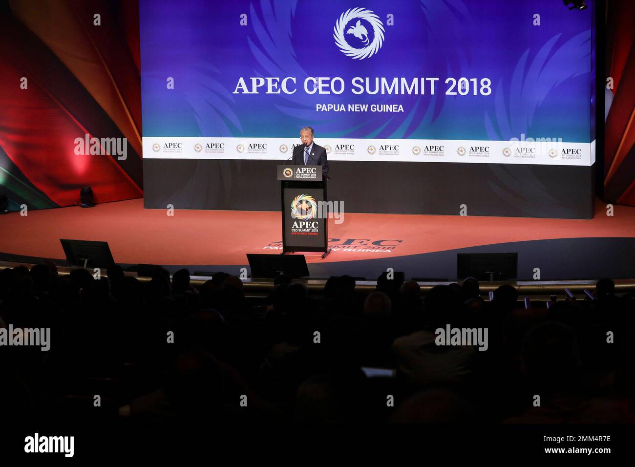 Malaysian Prime Minister Mahathir Mohamad speaks during the APEC CEO ...