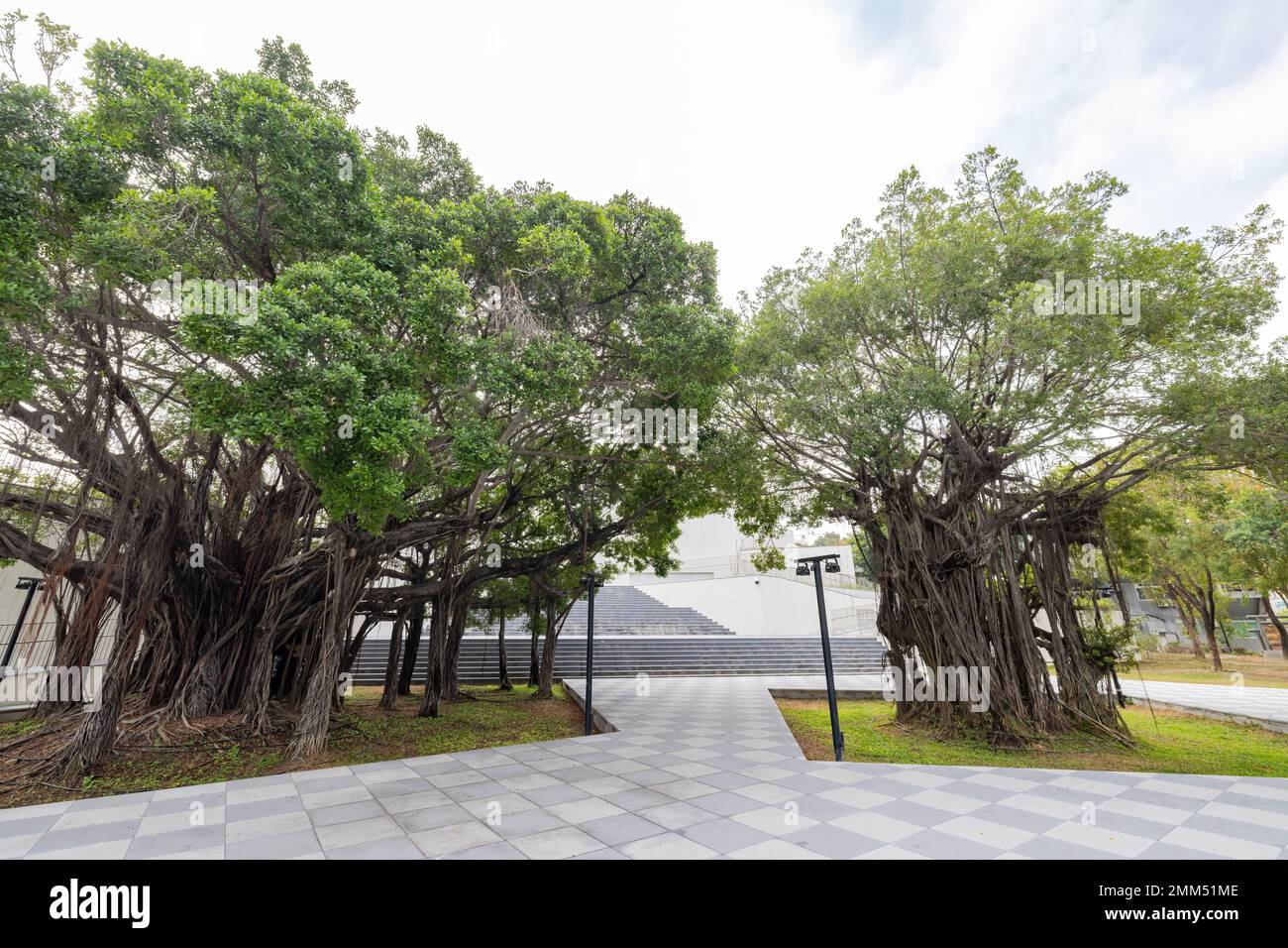Sunny exterior view of the park of Tainan Art Museum Building 2 at Tainan, Taiwan Stock Photo