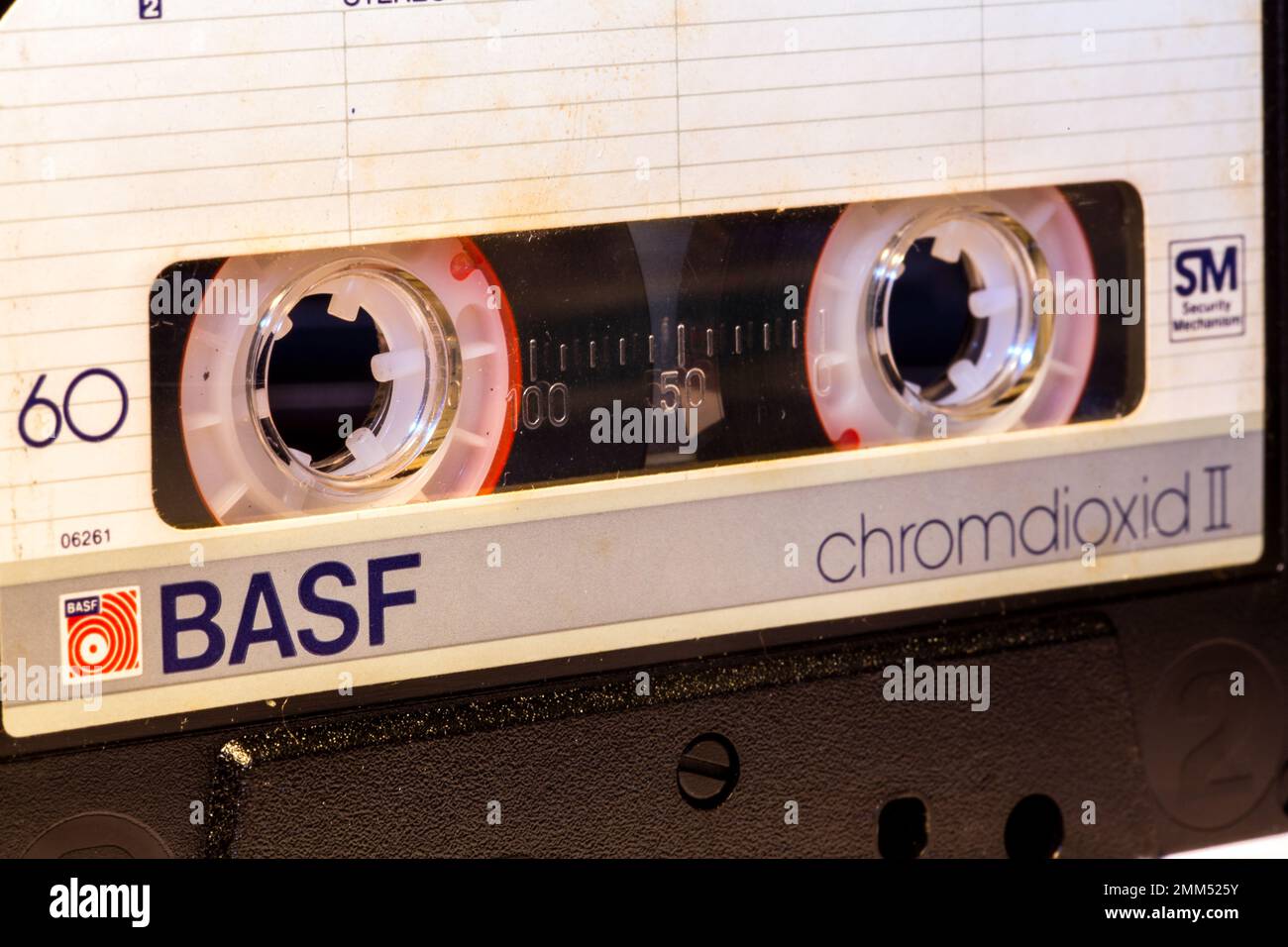 Close-up of a BASF audio cassette from the 1980s Stock Photo
