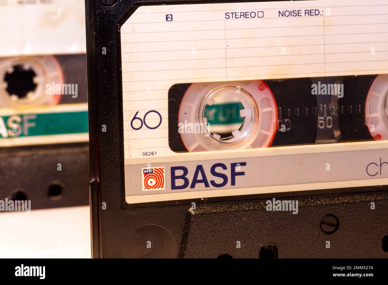 Close-up of two BASF audio cassettes from the 1980s Stock Photo