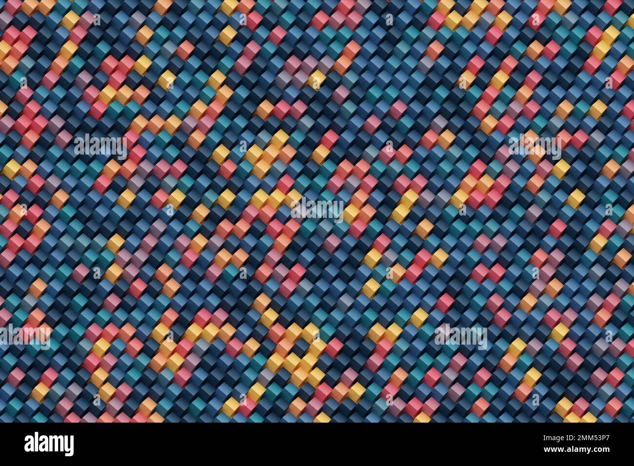 Abstract row of colorful futuristic objects background 3d rendering ...