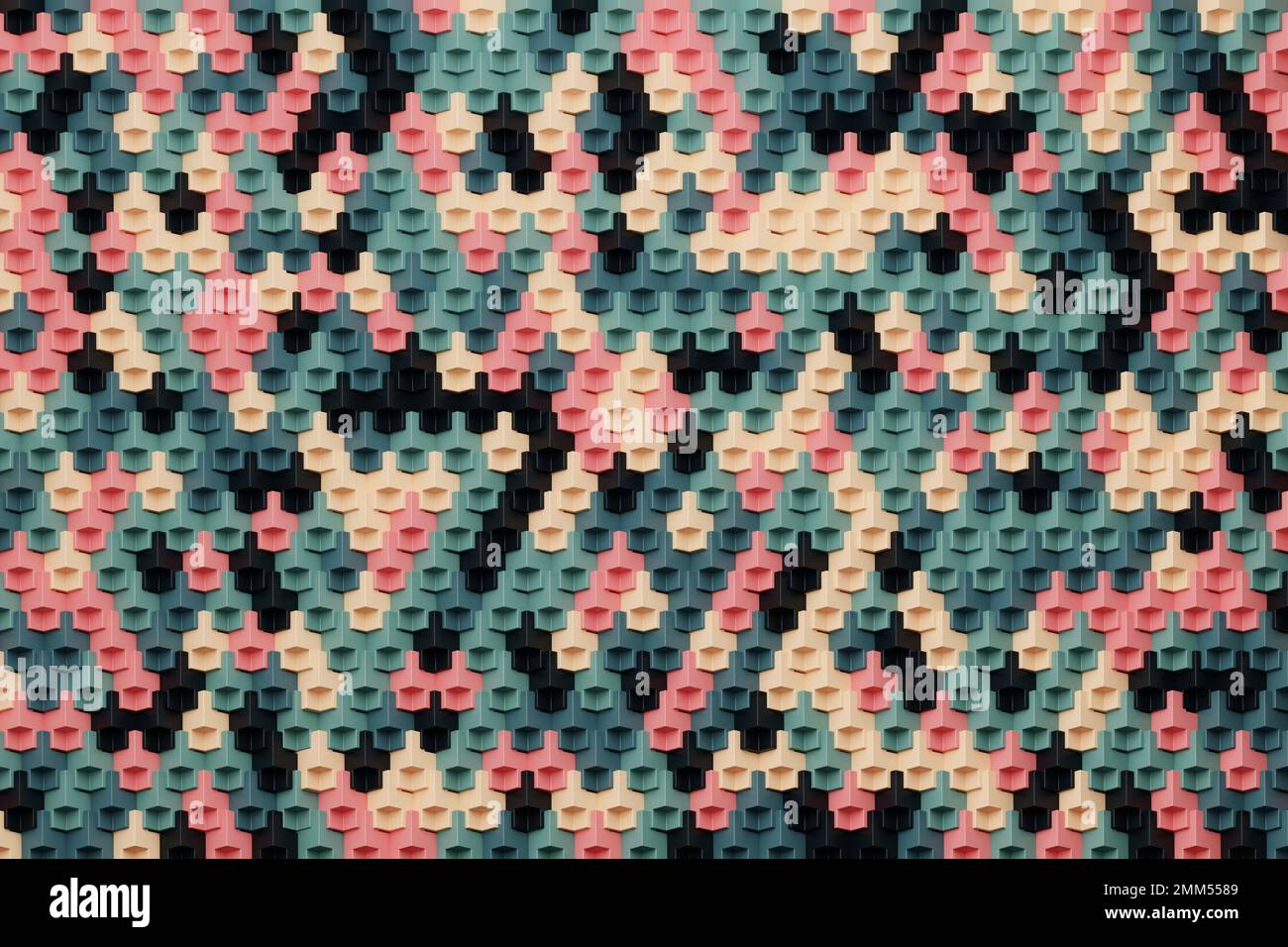 Abstract row of colorful futuristic objects background 3d rendering ...