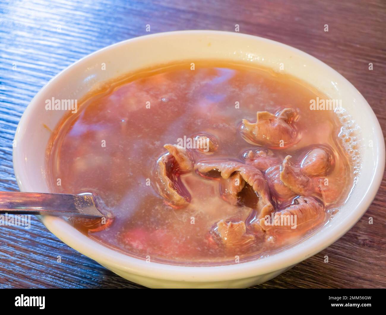 Close up shot of pork heart soup at Tainan, Taiwan Stock Photo