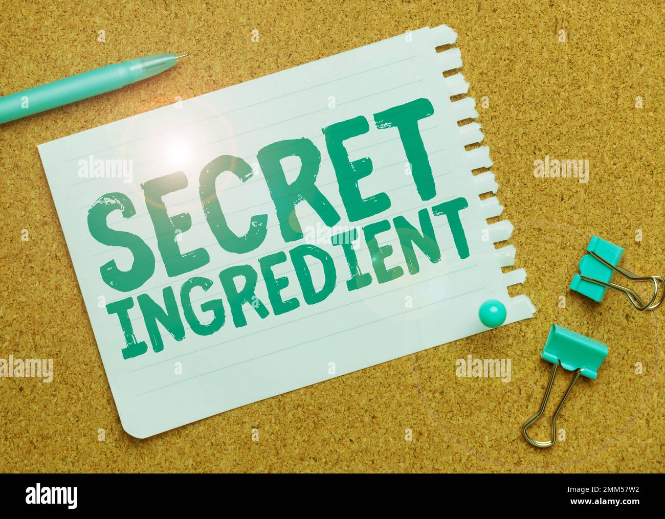 Sign displaying Secret Ingredient. Word for special technique or