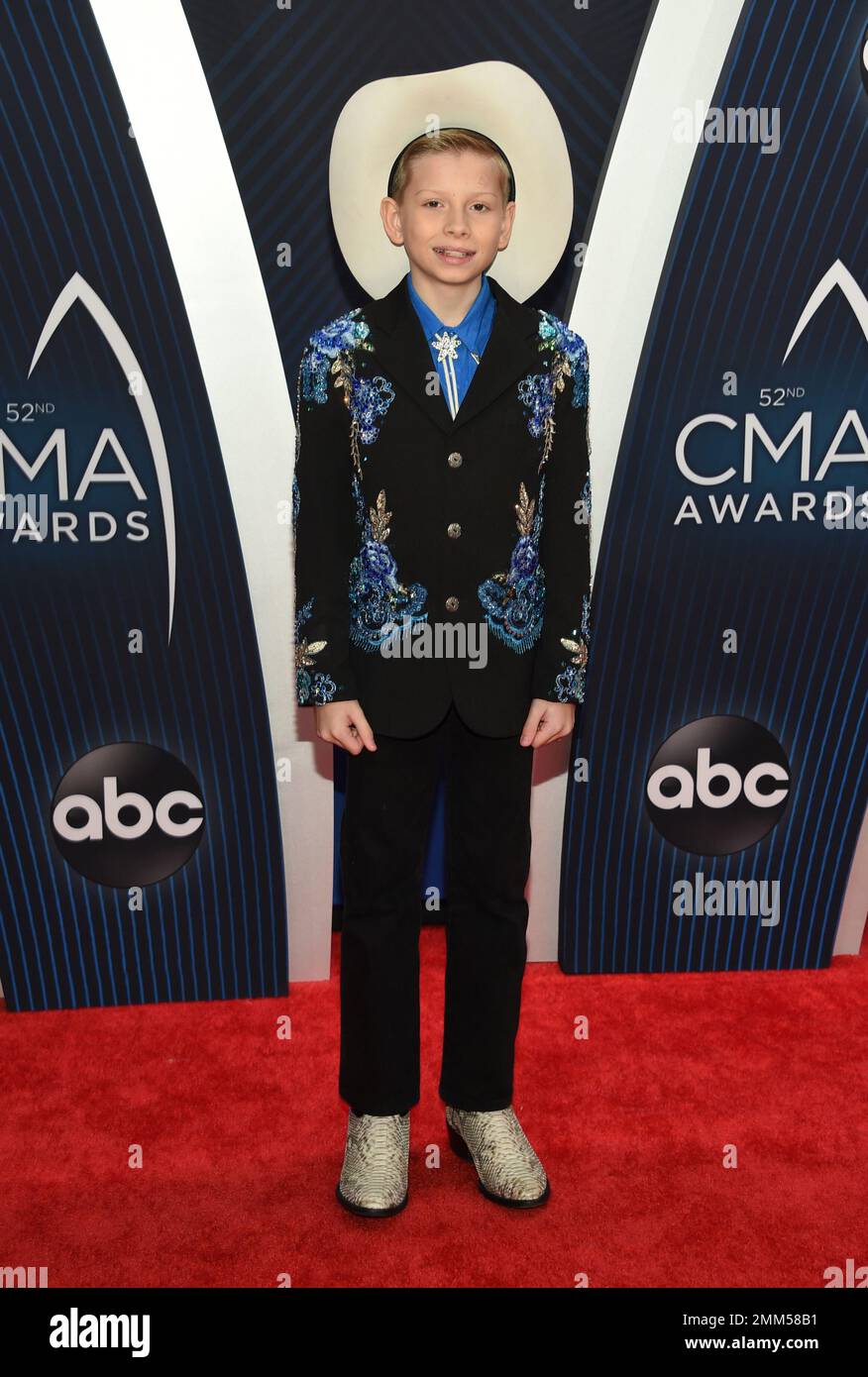 Mason Ramsey arrives at the 52nd annual CMA Awards at Bridgestone Arena