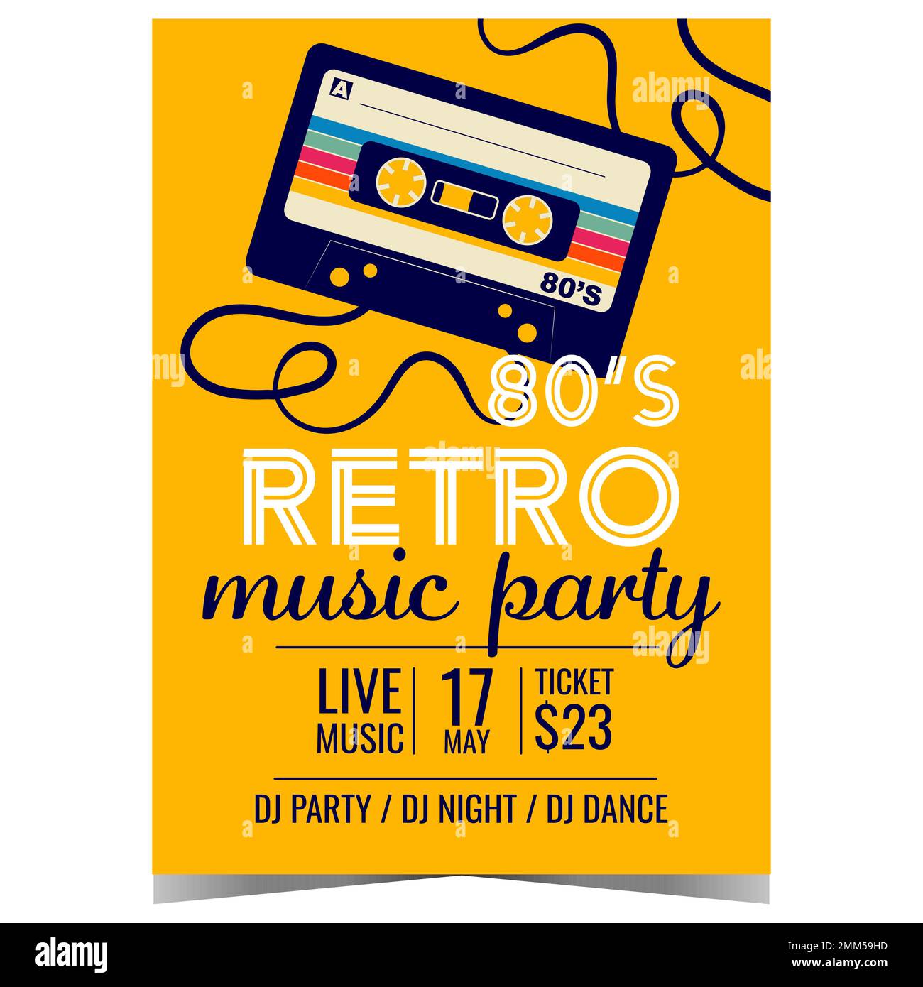 60s 70s Retro Music Party Flyer Stock Vector (Royalty Free