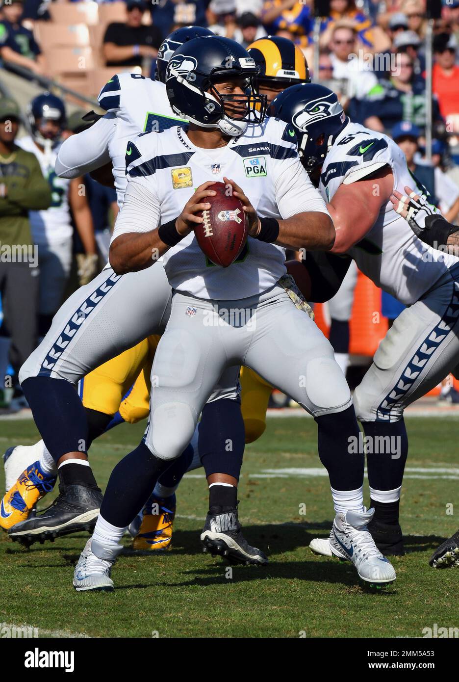 Seattle Seahawks quarterback Russell Wilson (3) back to pass during the ...