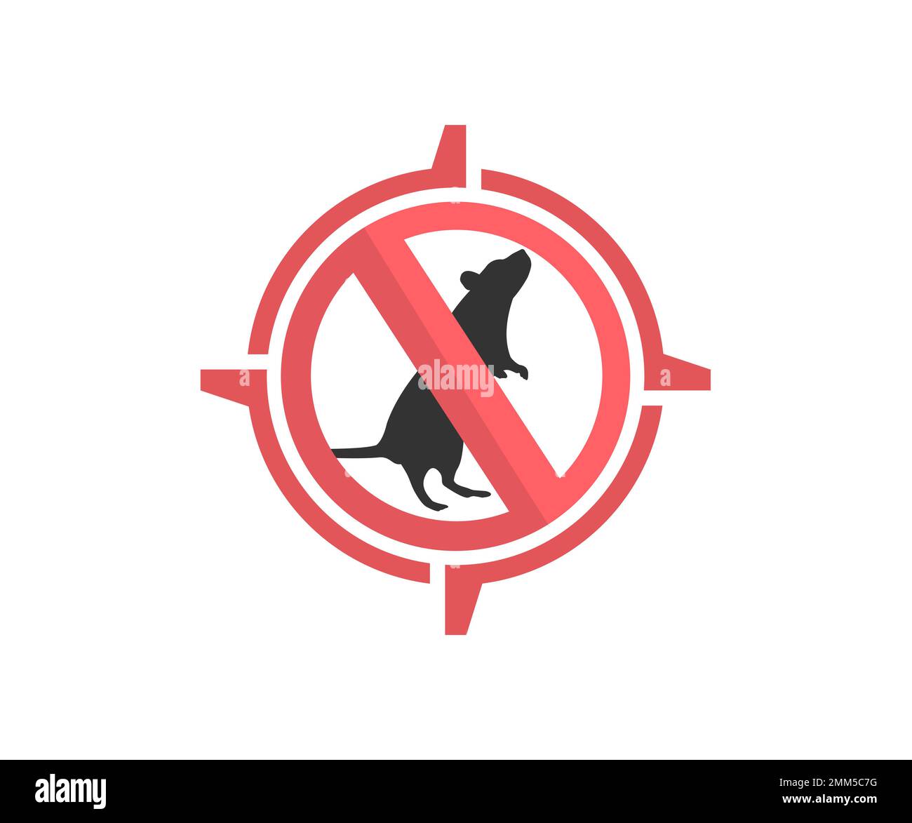 Pest control, insect, get rid of rats and insects logo design. Stop, warning, forbidden. No, prohibit signs, target, rat exterminator vector design. Stock Vector