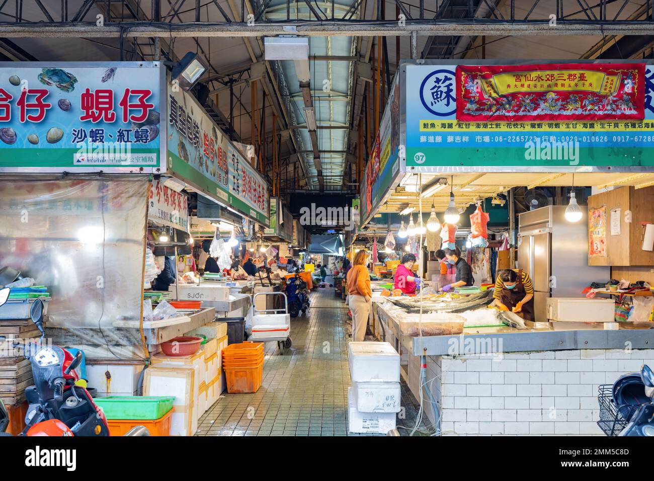 Tainan, JAN 5 2023 Interior view of the Shuixian Gong Market Stock