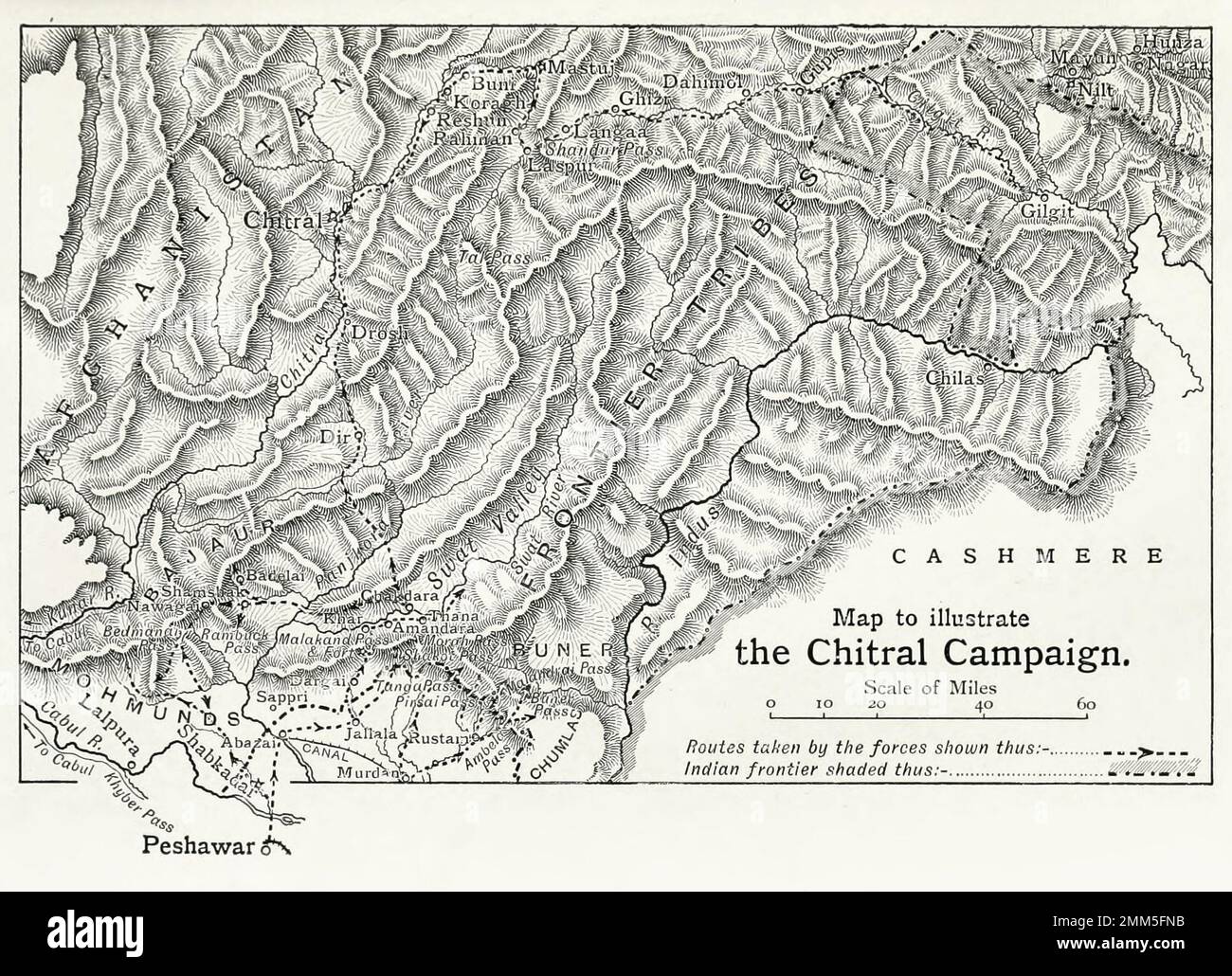 Map of the Chintral Campaign Stock Photo