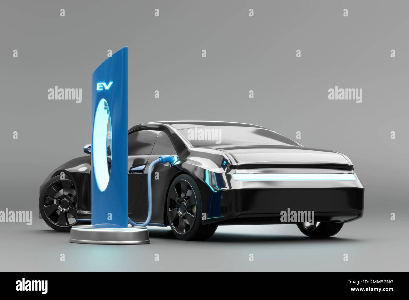 Ev Rendering Electric vehicle EV car with Energy Station Charging 3D Rendering Stock ...