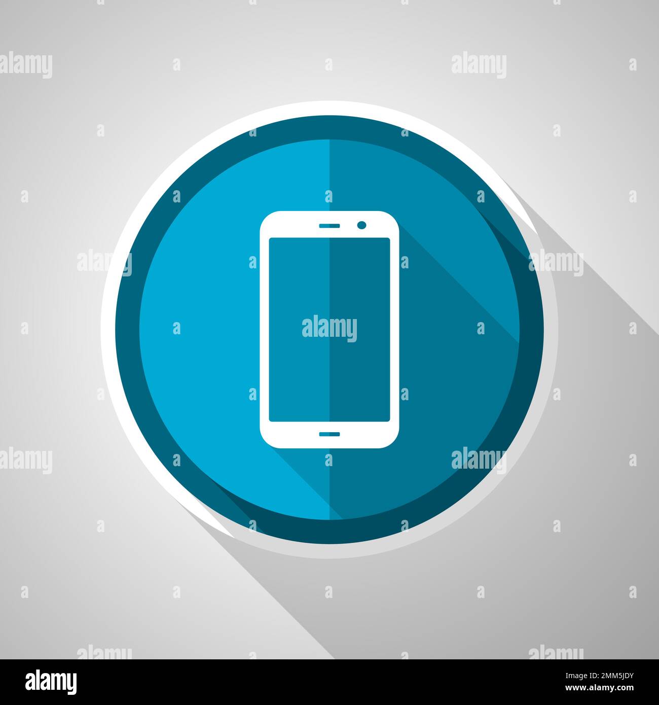 Smartphone symbol, flat design vector blue icon with long shadow Stock Vector