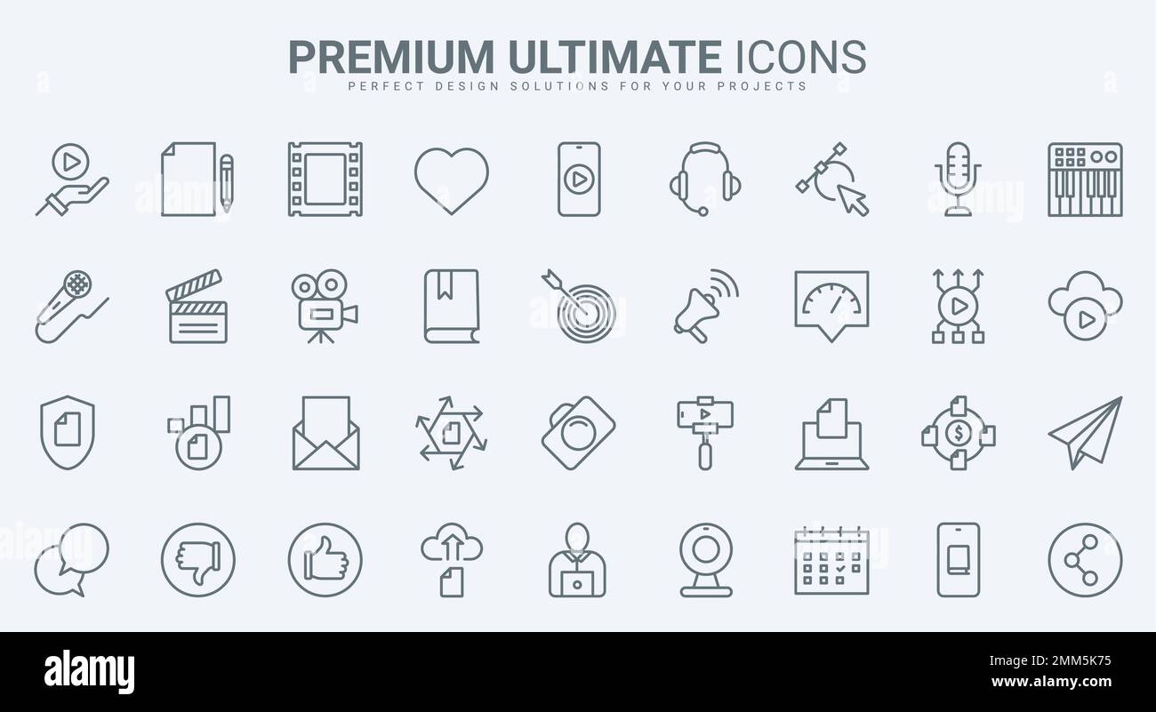 Content creation thin line icons set vector illustration. Outline ...