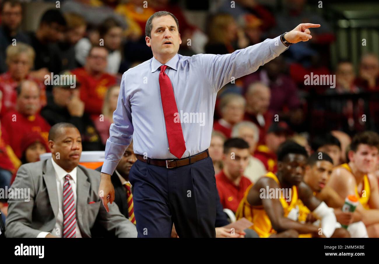 Iowa State head coach Steve Prohm directs his team during the second half of an NCAA college basketball game against Texas Southern, Monday, Nov. 12, 2018, in Ames, Iowa. (AP Photo/Charlie Neibergall) Stock Photo
