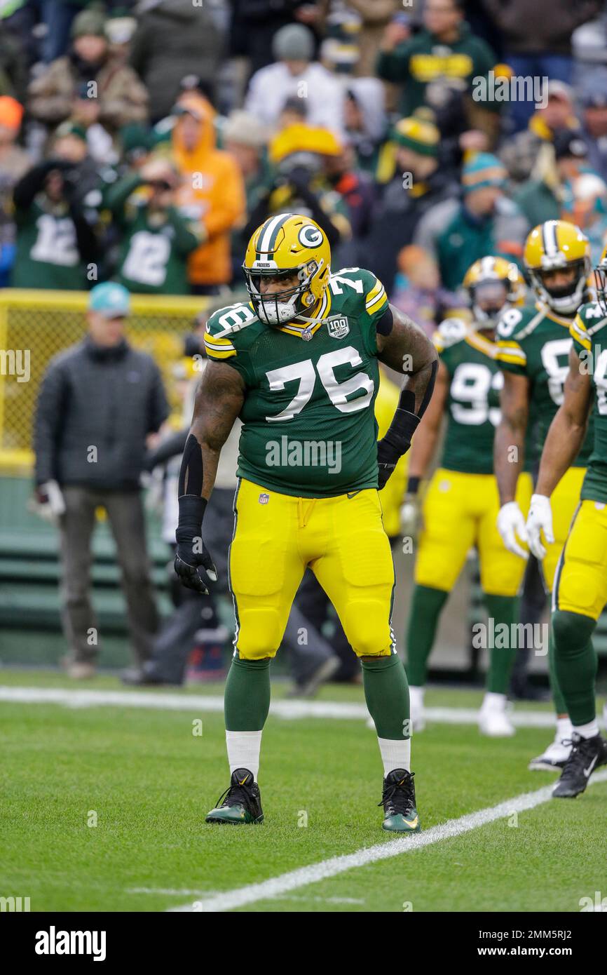 Green Bay Packers Mike Daniels before an NFL football game Sunday, Nov. 11, 2018, in Green Bay