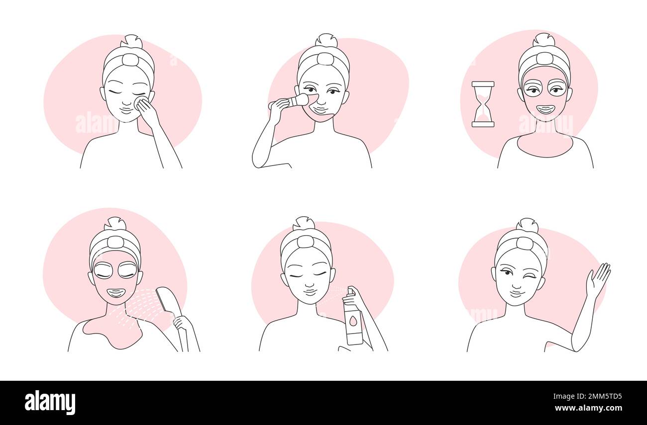 Skin care line icons set vector illustration. Outline sketches of