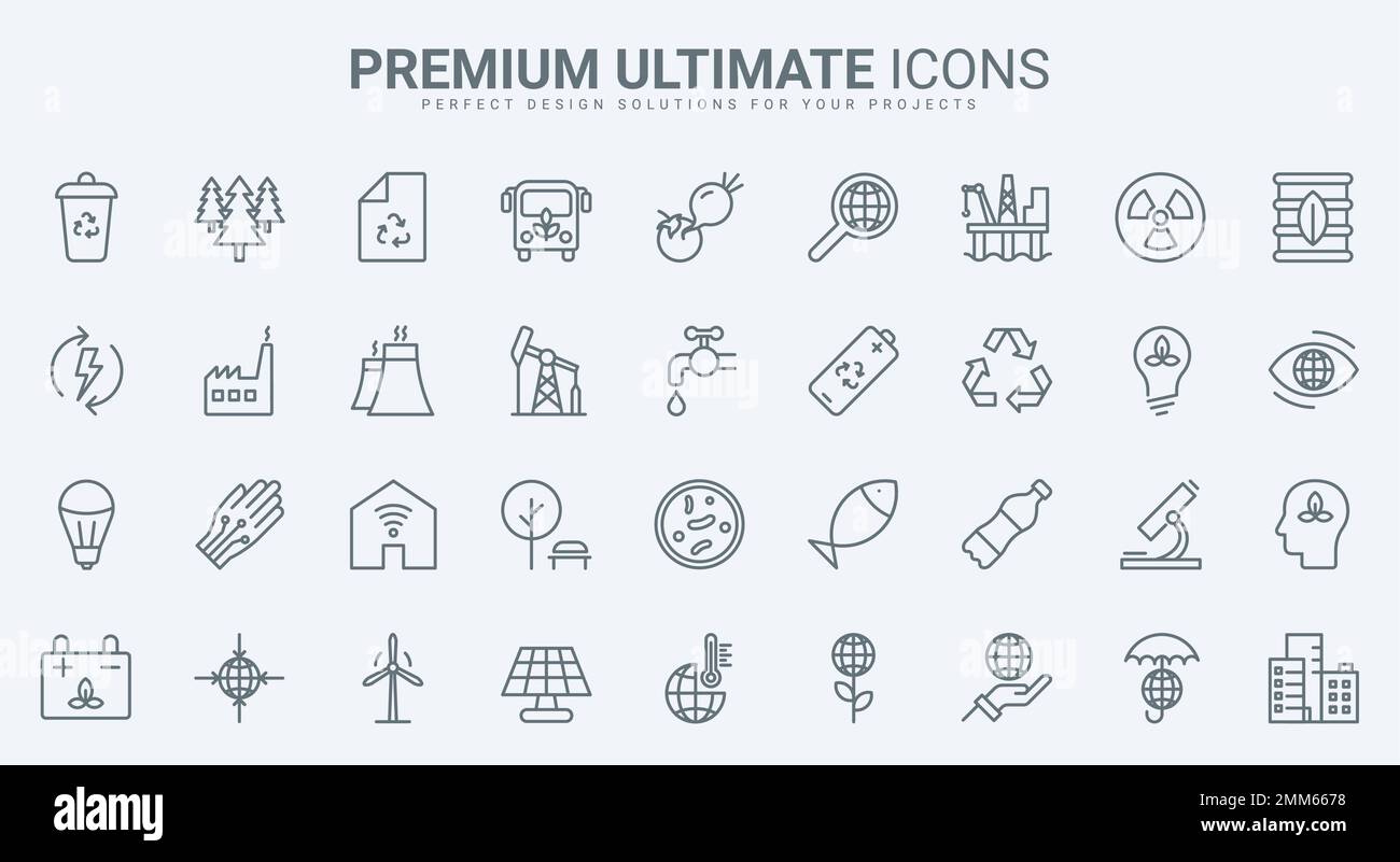 Ecology, environment protection thin line icons set vector illustration ...