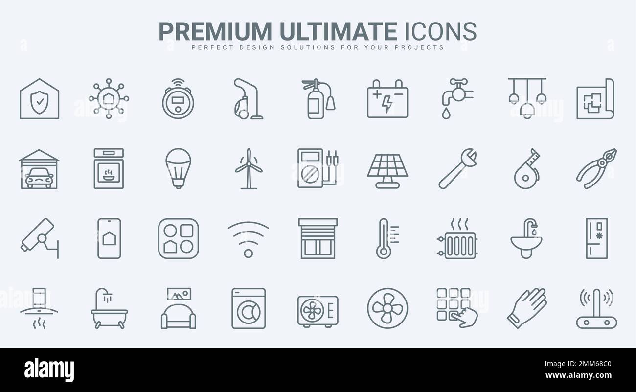Smart home thin line icons set vector illustration. Outline systems of ...
