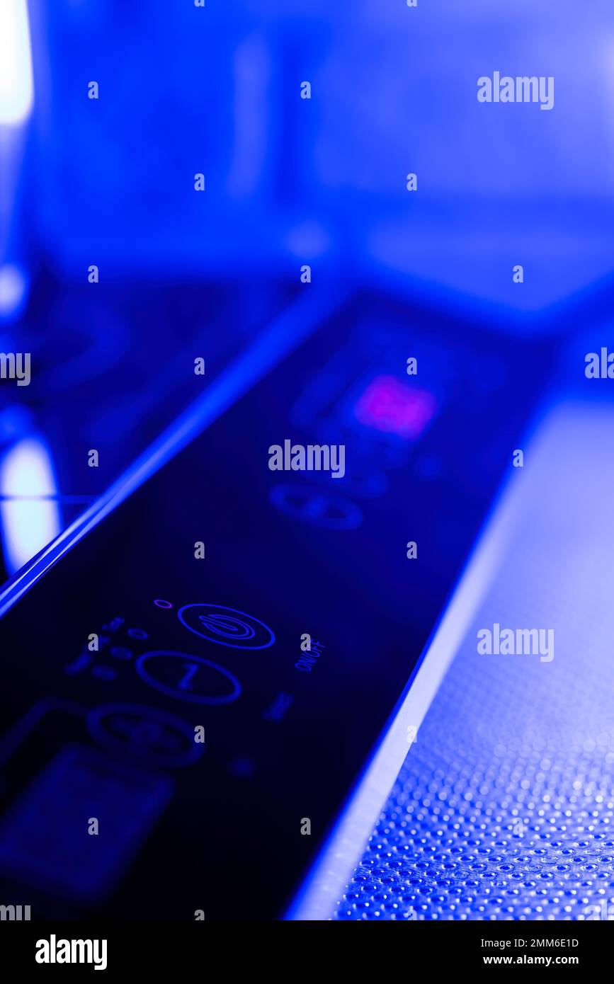 Switch button on off with symbol on dark background Stock Photo - Alamy