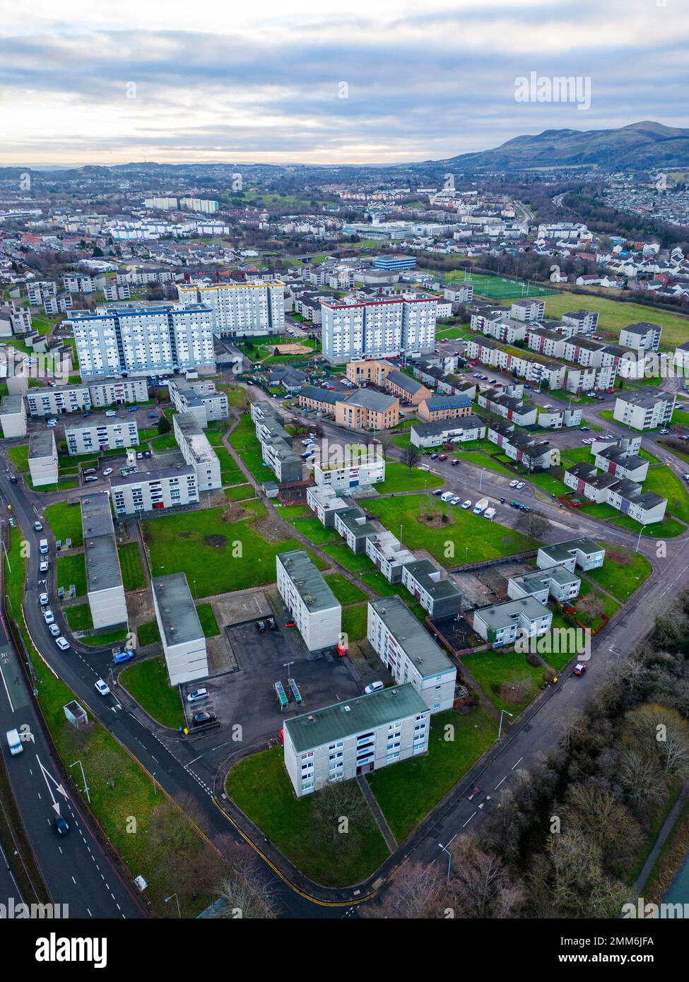 Aerial view of  housing estate at Wester Hailes  in Edinburgh, Scotland, Uk Stock Photo