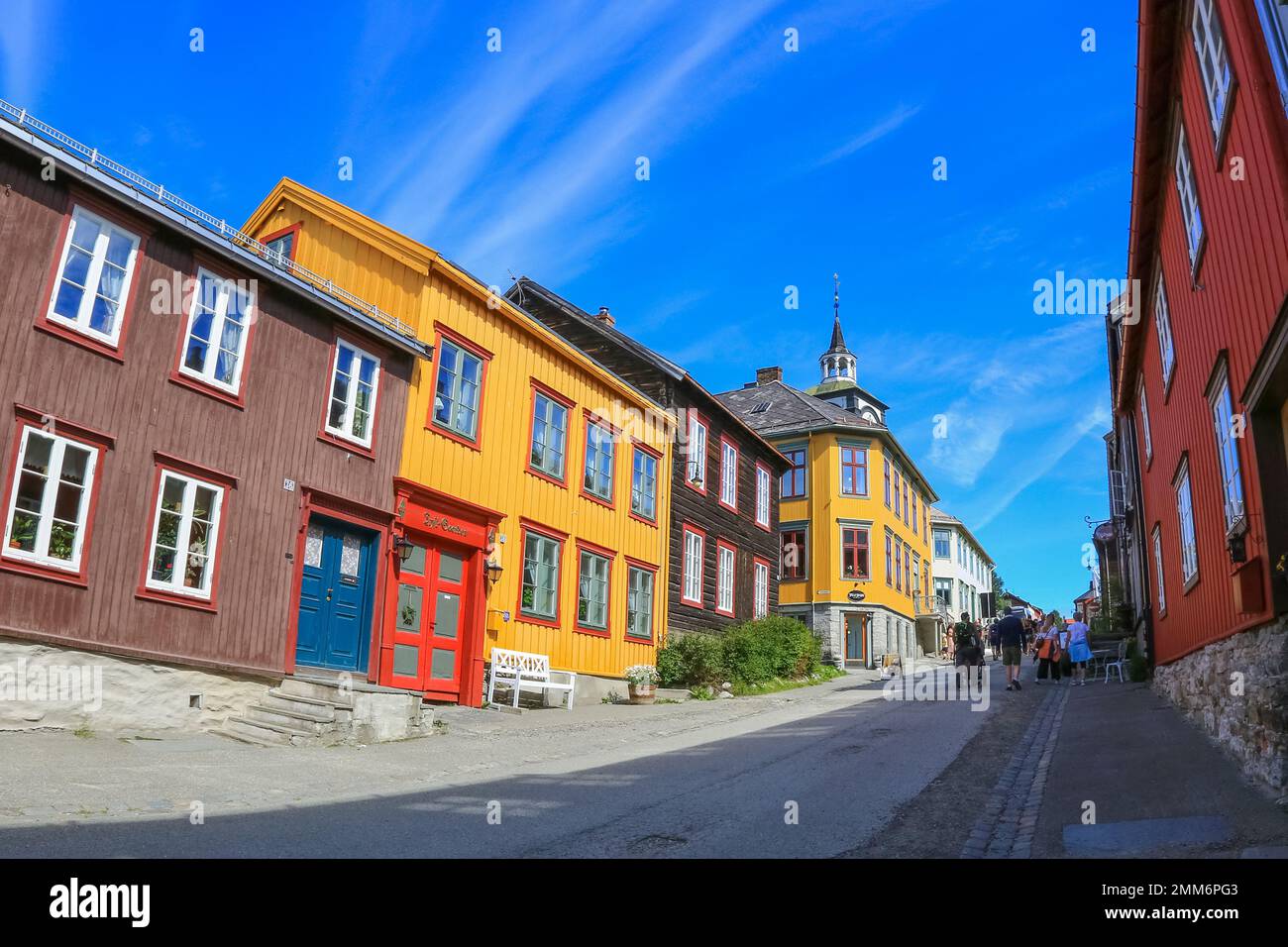 Roeros, Norway 07/29/2022 : Street in the historical downtown in the ...