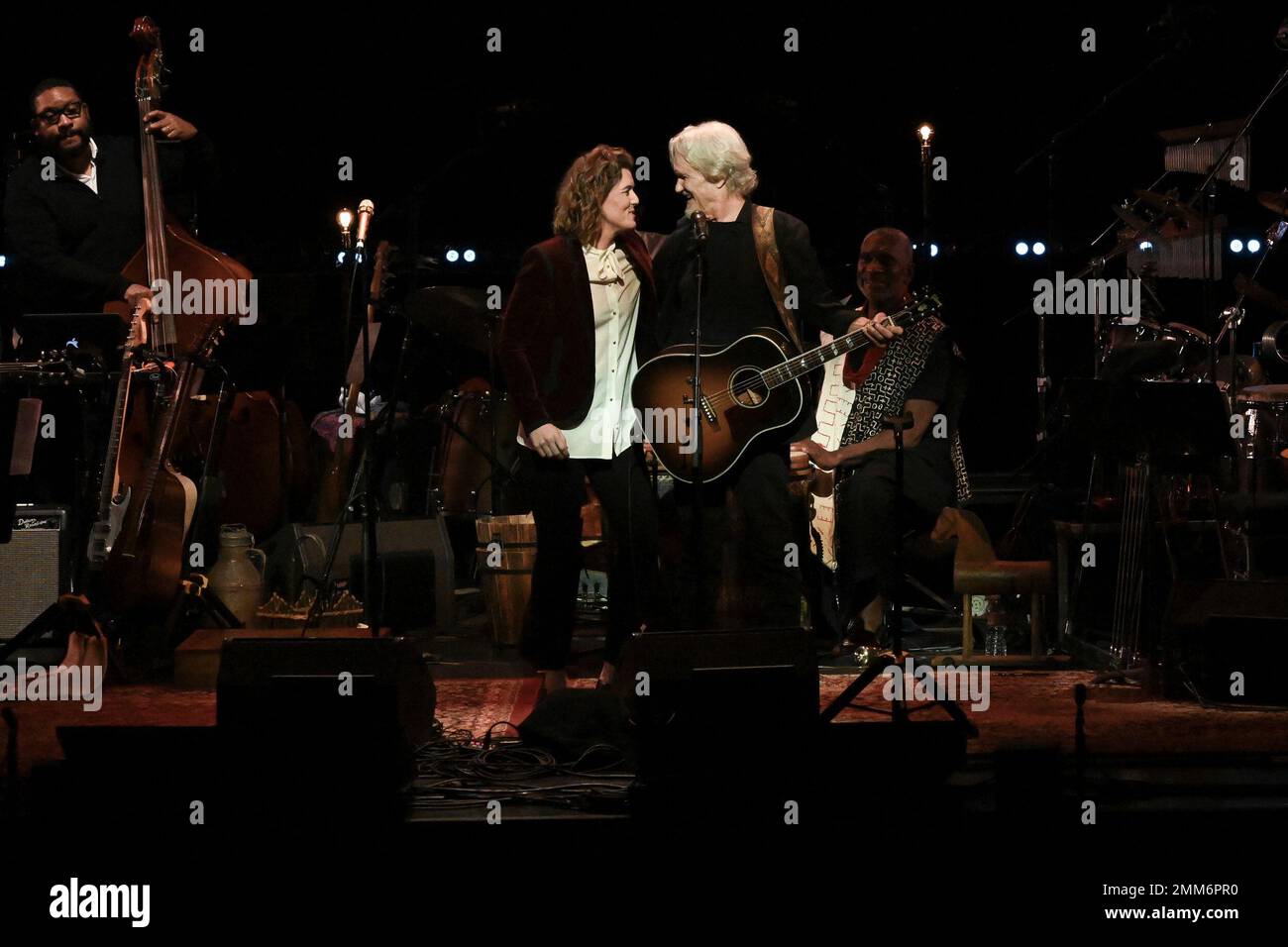 Brandi Carlile, left, and Kris Kristofferson perform at JONI 75 A