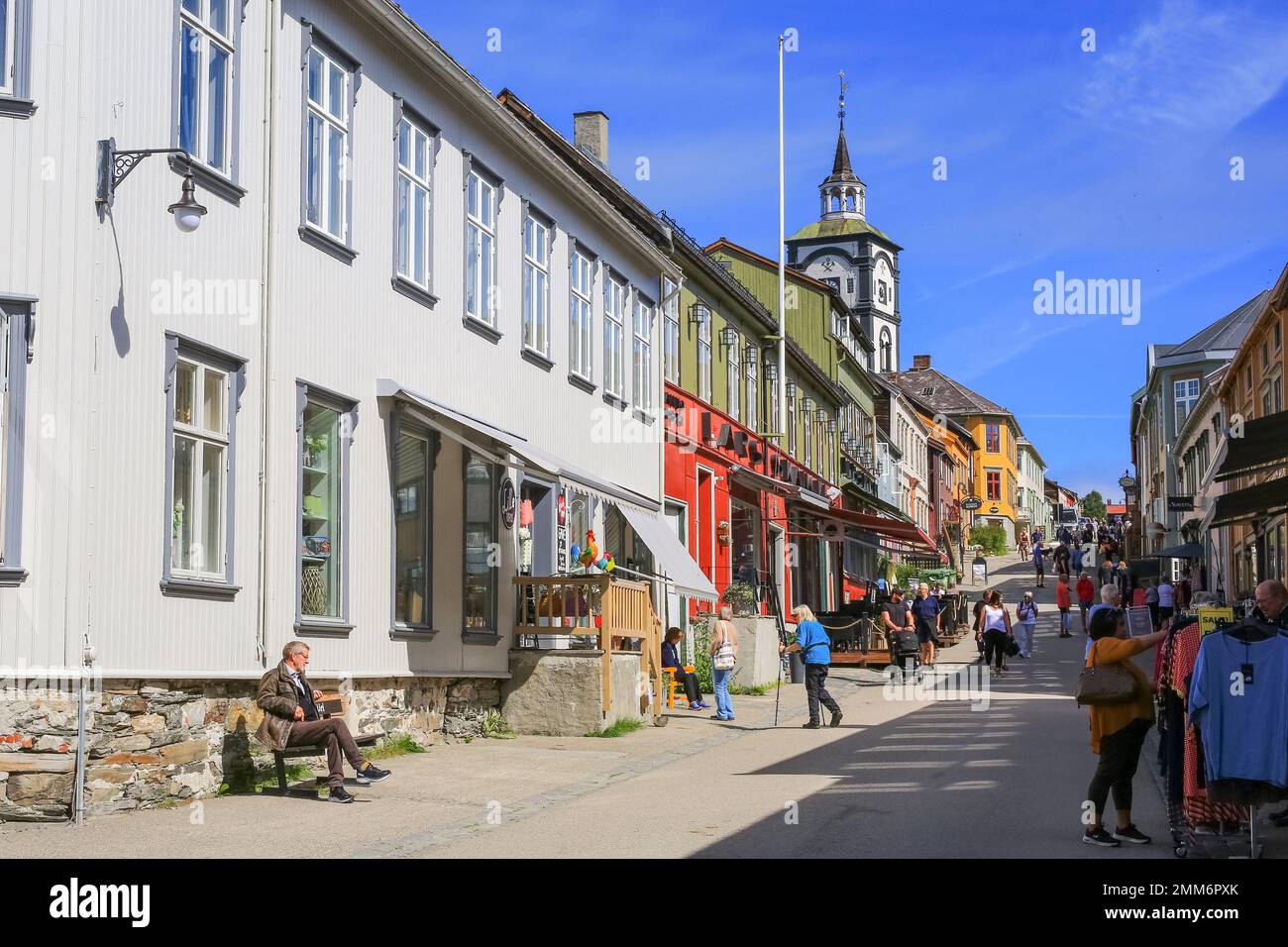 Roeros, Norway 07/29/2022 : Street in the historical downtown in the ...