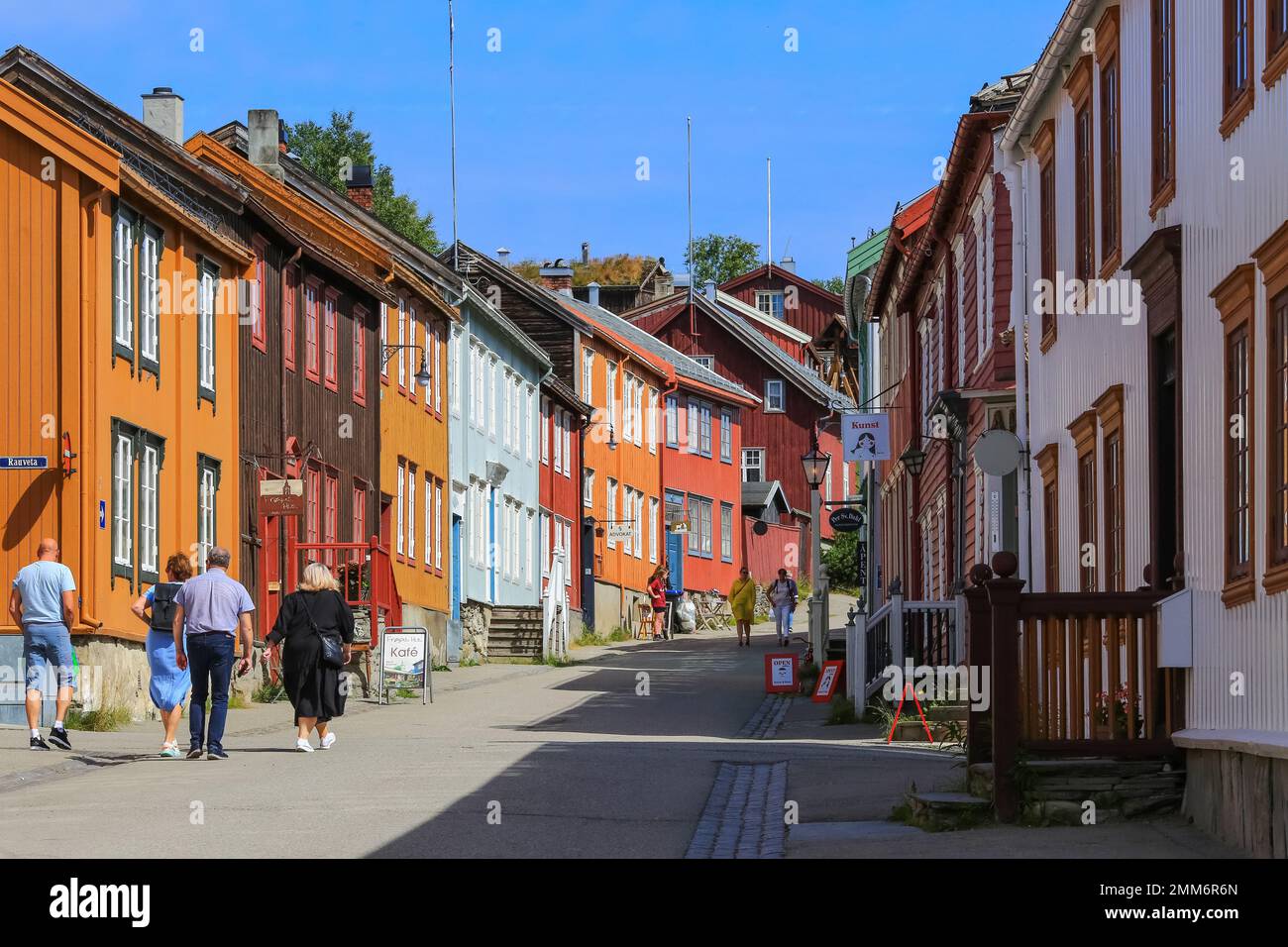 Roeros, Norway 07/29/2022 : Street in the historical downtown in the ...