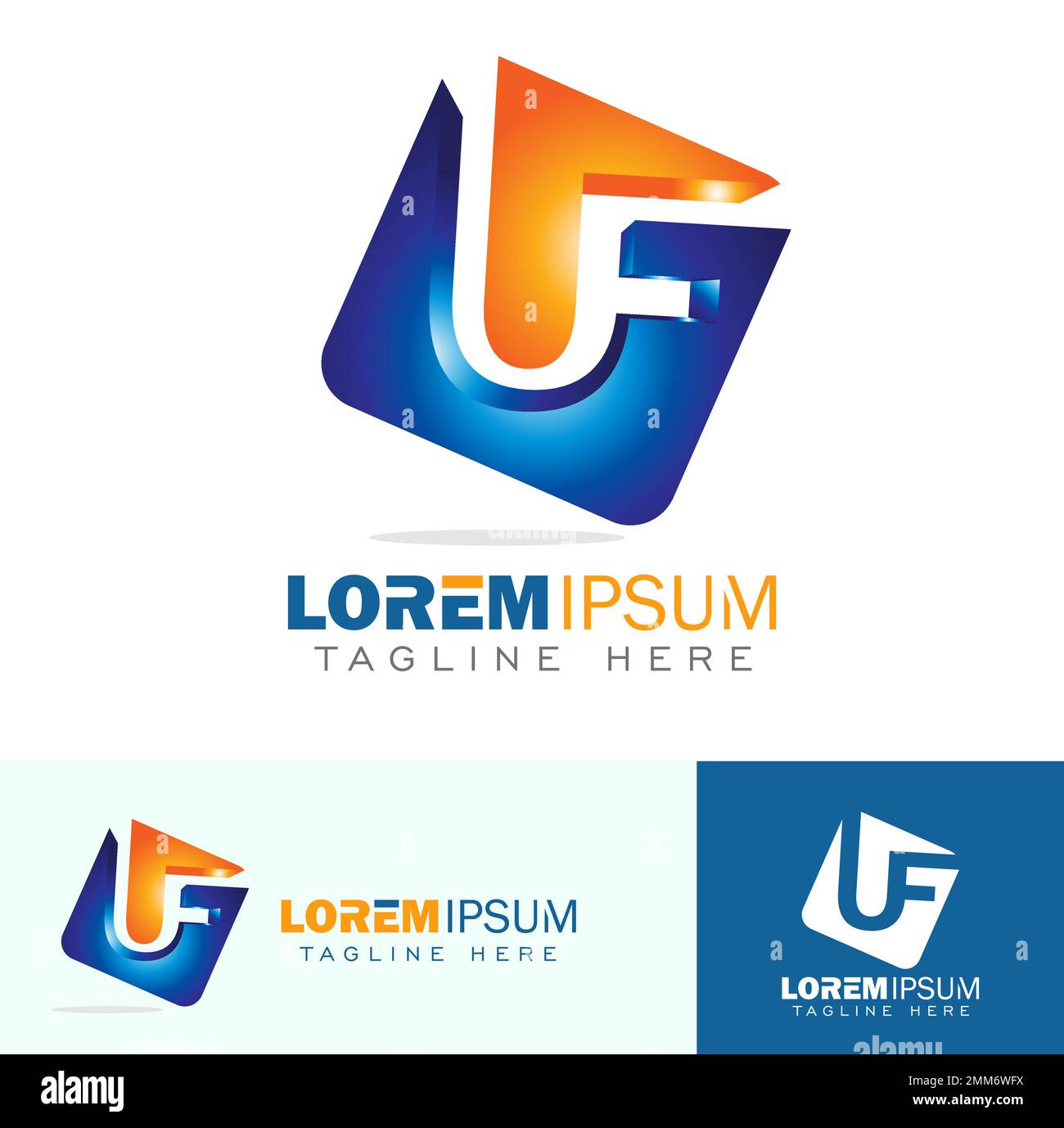 A vector Illustration set of UF Monogram Initial Logo Stock Vector ...