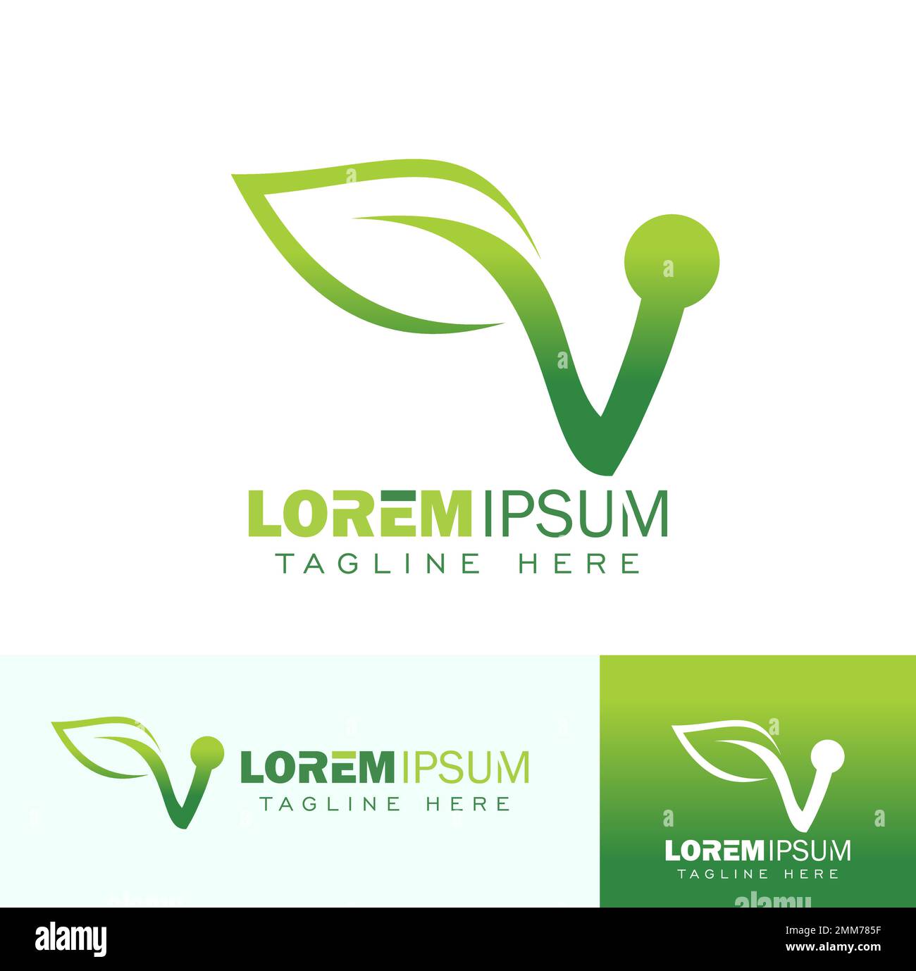 A vector illustration set of V leaf Monogram Initial Logo Sign Stock ...