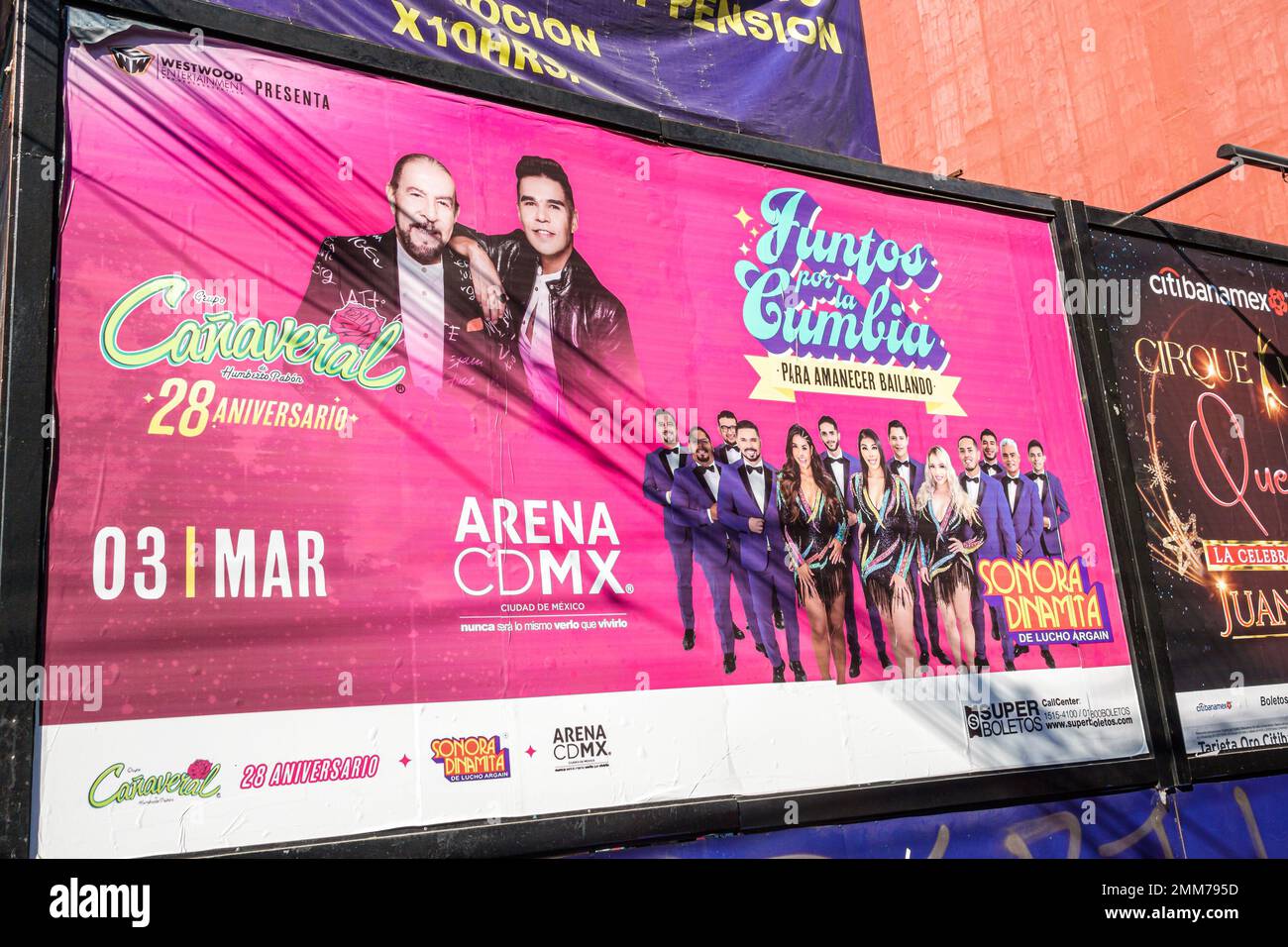 Mexico City,concert poster Grupo Canaveral cumbia folk music,sign signs information billboard,promoting promotion,advertising banner Stock Photo