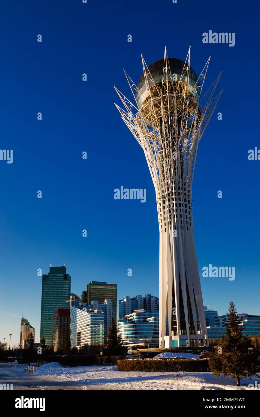 Baiterek monument and observation tower, one of the most popular tourist attraction in Astana Kazakhstan Stock Photo