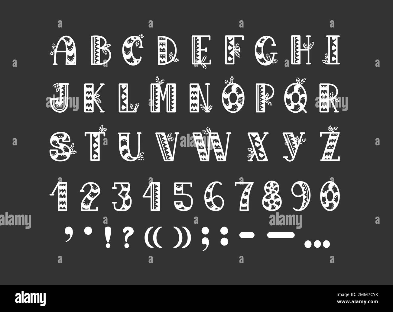 Alphabet ethnic design, tribal africa decorative ethnic type numbers