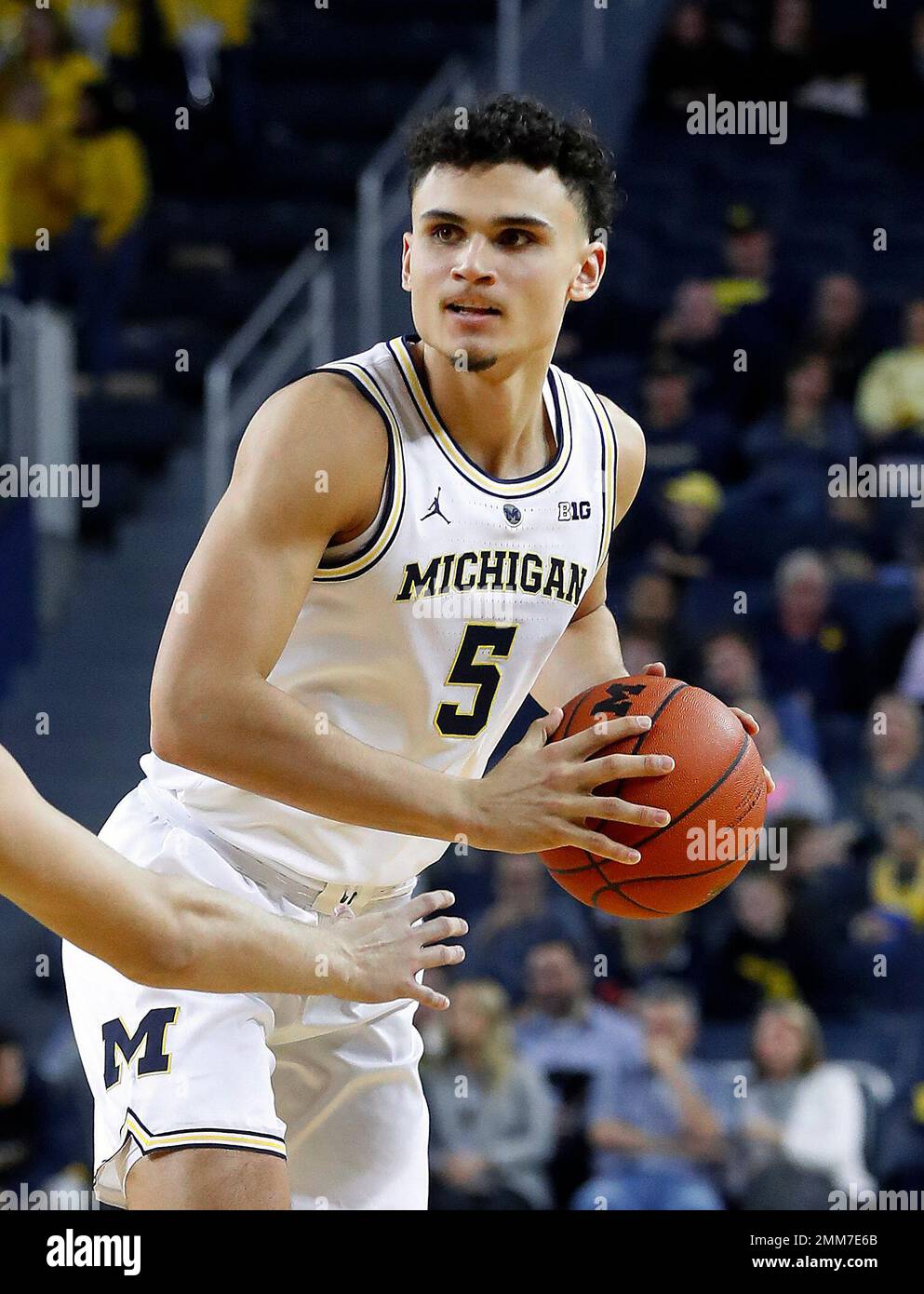 Michigan guard Adrien Nunez plays in the second half of an exhibition NCAA  college basketball game against Northwood in Ann Arbor, Mich., Friday, Nov.  2, 2018. (AP Photo/Paul Sancya Stock Photo - Alamy