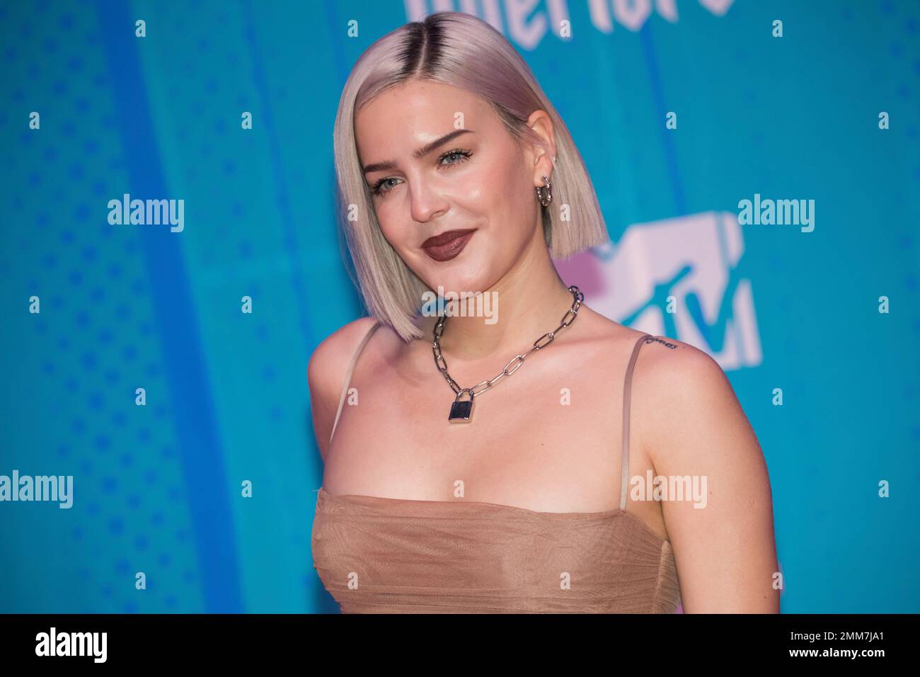 Singer Anne-Marie poses for photographers upon arrival at the European ...