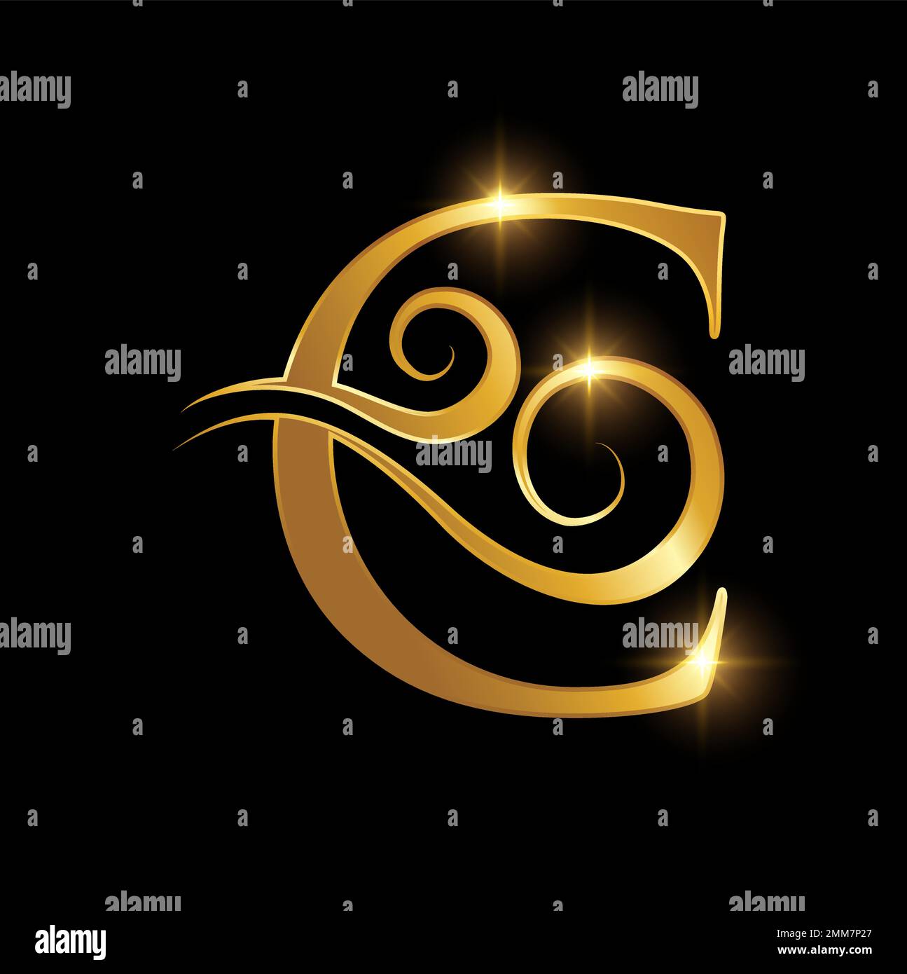 A vector illustration of Golden Luxury Swoosh Initial Letter C Logo in ...