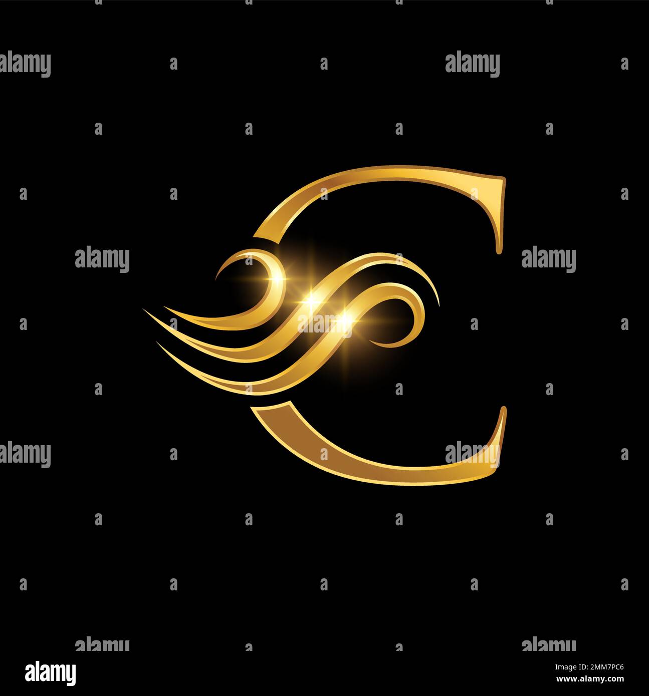 A vector illustration of Golden Luxury Swoosh Initial Letter C Logo in ...