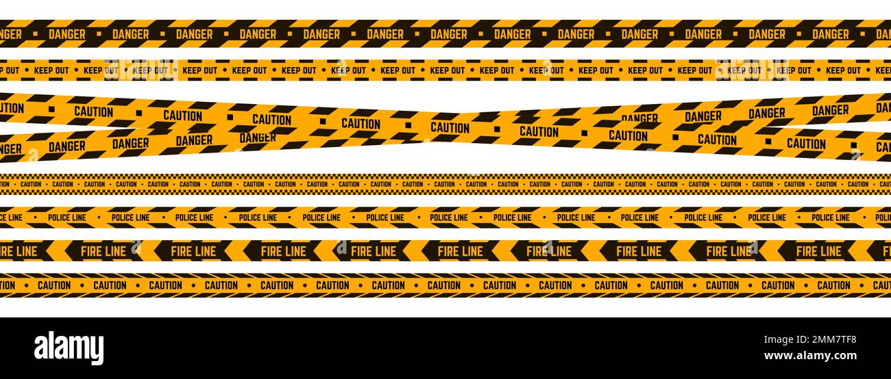 Danger police tape. Car crash, accident or crime zone with warning