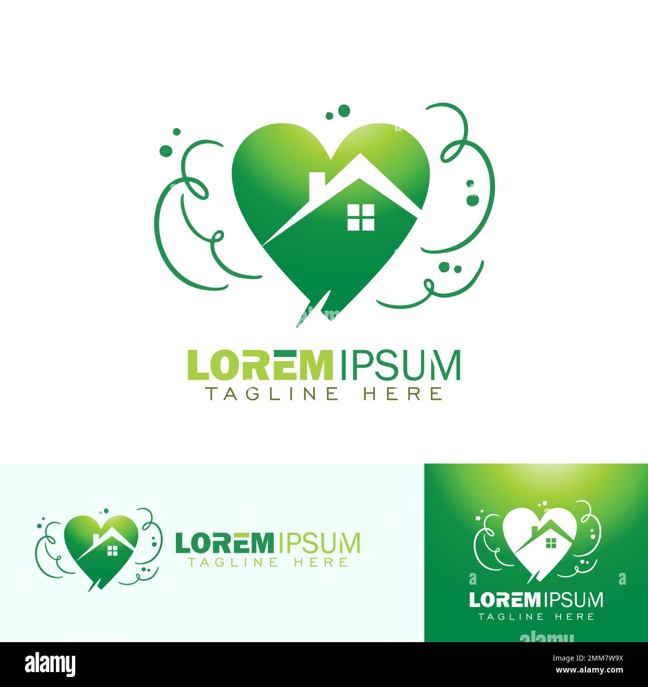 A vector illustration set of Home and Love Symbol Logo Sign Stock ...