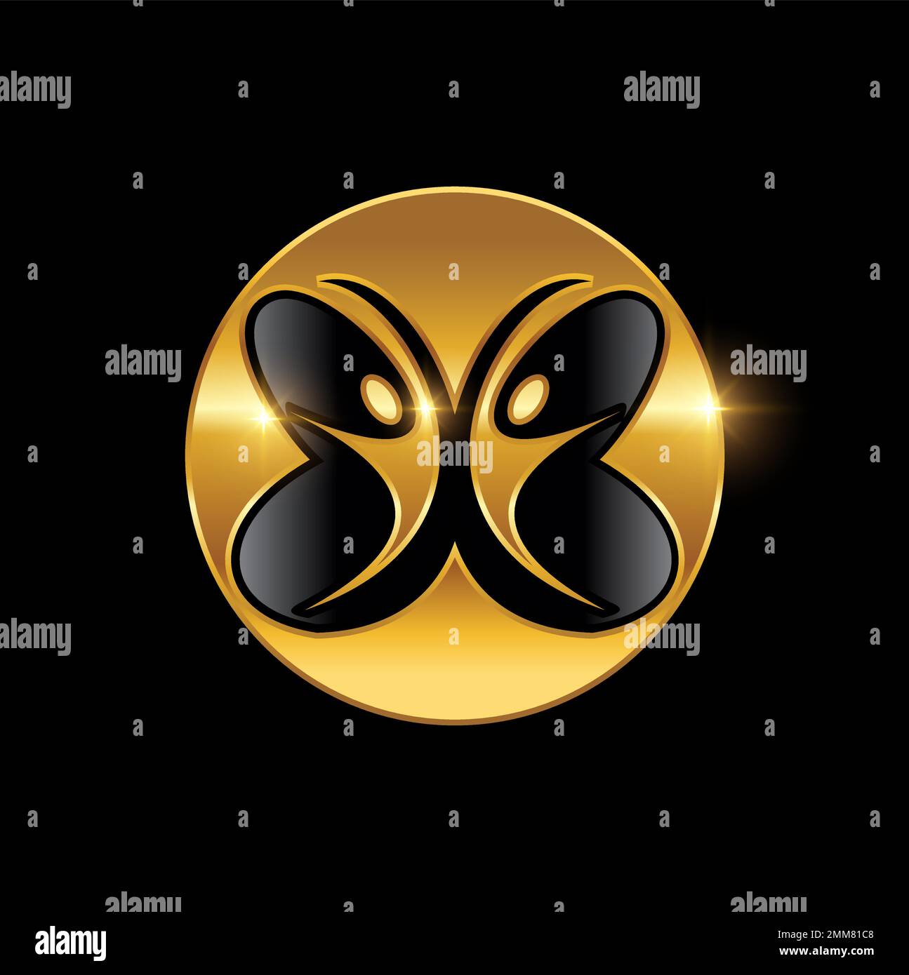 A vector Illustration of Butterfly People in the golden Circle Logo ...