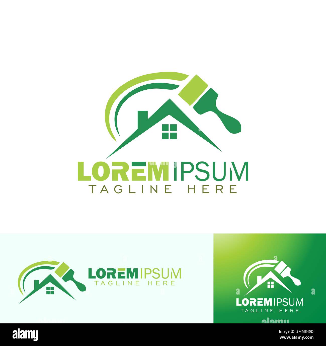 A vector Illustration set of House Painting Service Symbol Logo Sign