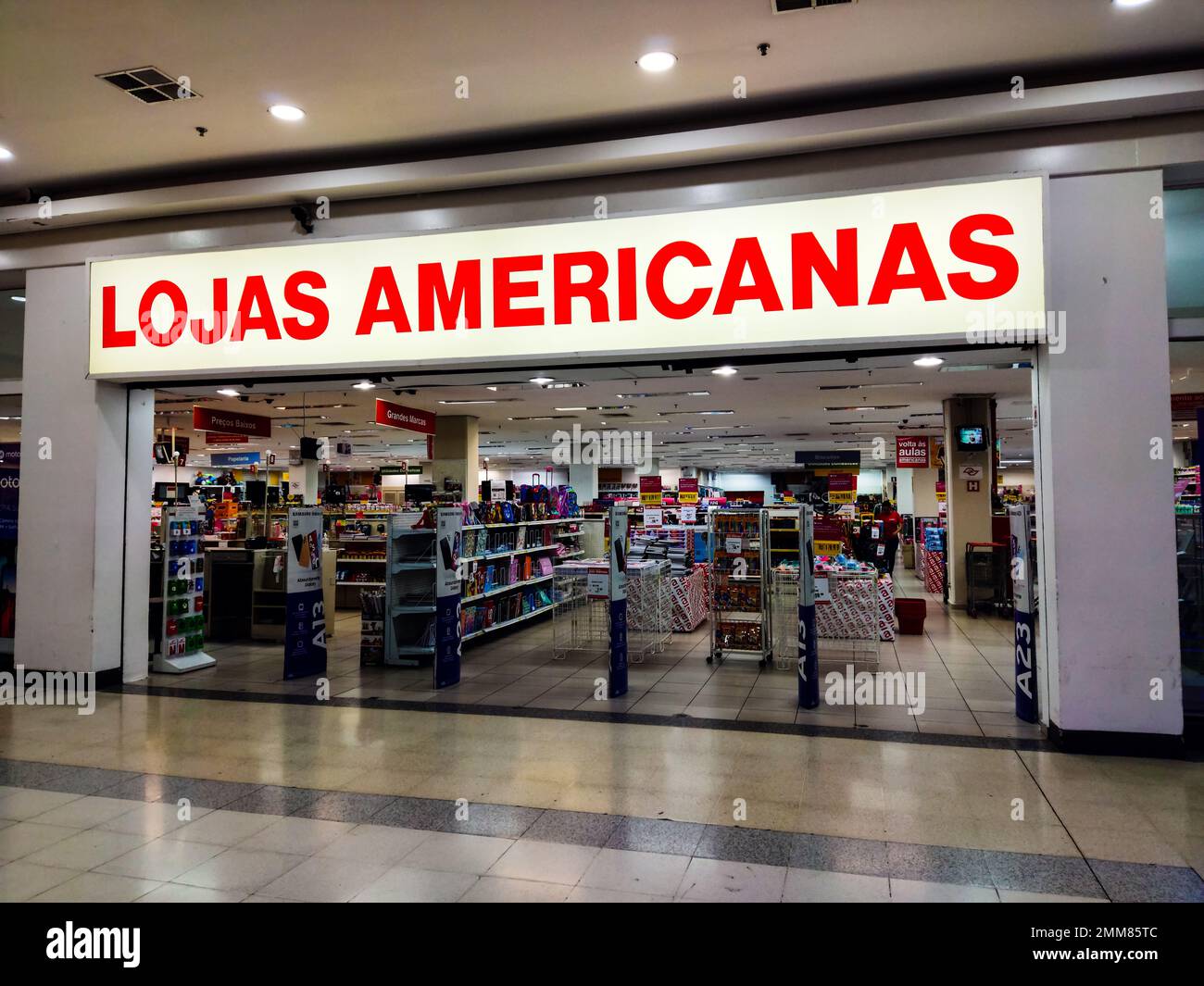 Lojas Americanas logo seen on the façade of a store in Parque Shopping Prudente, in the city of Presidente Prudente, São Paulo. Stock Photo