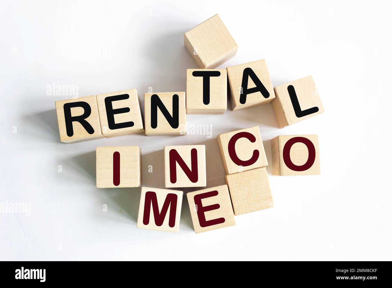 Rent income - text on wooden blocks and white background. business ...