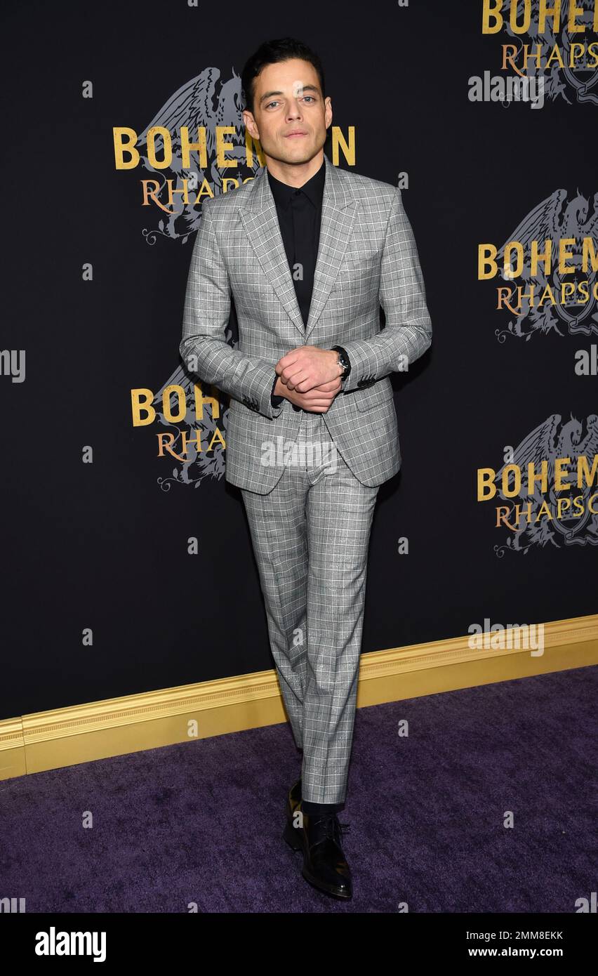 Actor Rami Malek attends the premiere of "Bohemian Rhapsody" at The Paris  Theatre on Tuesday, Oct. 30, 2018, in New York. (Photo by Evan  Agostini/Invision/AP Stock Photo - Alamy