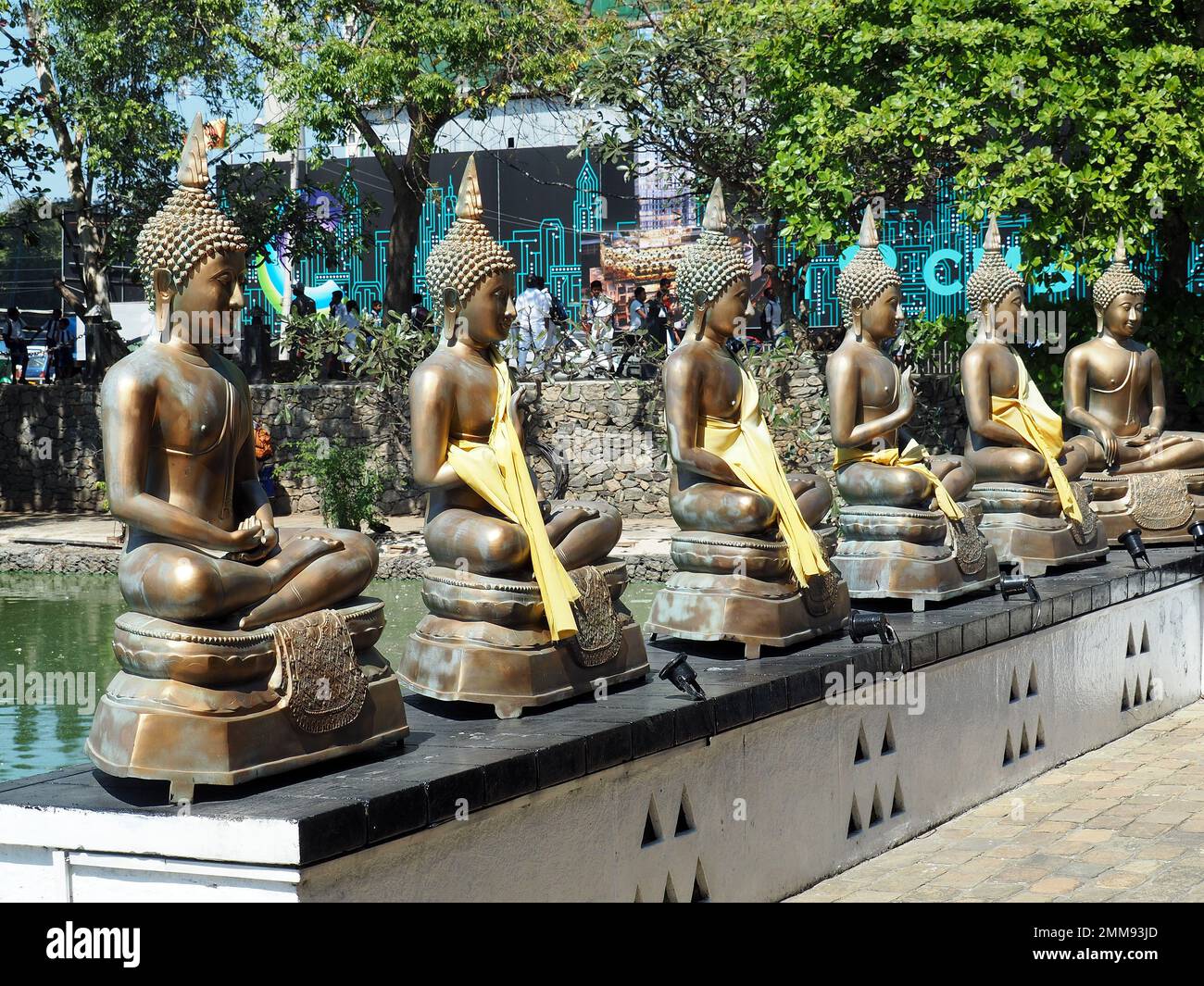 Buddha statues in different Mudras, Seema Malaka, Buddhist temple