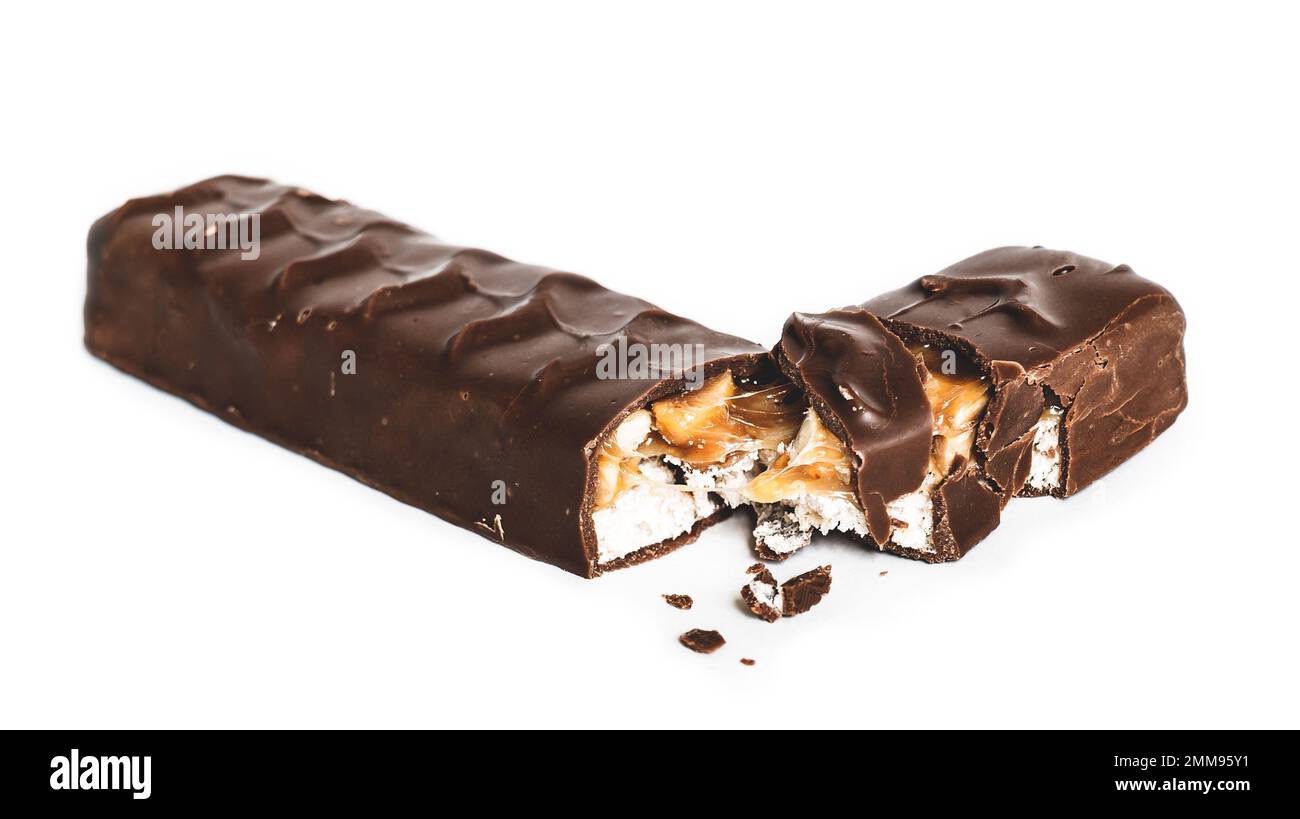 broken candy bar, on white Stock Photo