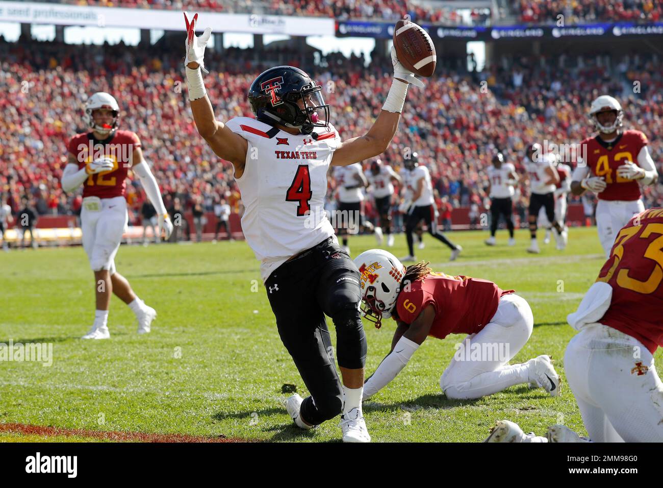 Texas Tech wide receiver Antoine Wesley (4) celebrates in front of