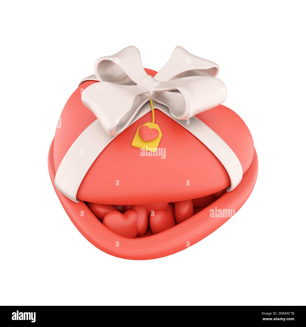 3d rendering red heart gift box with small hearts icon. 3d render box ...